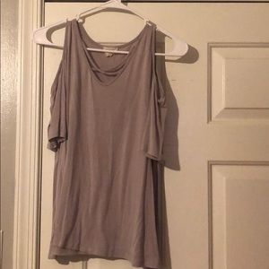 purple cut out sleeve shirt sleeve shirt